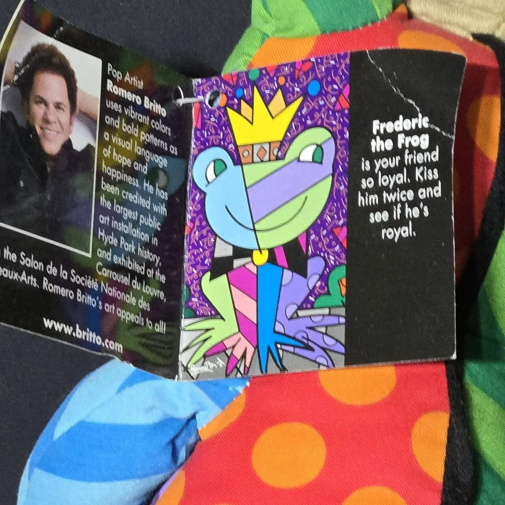 RARE Romero Britto POPPLUSH Frederic The‎ Frog for ENESCO Pop Art Stuffed Animal